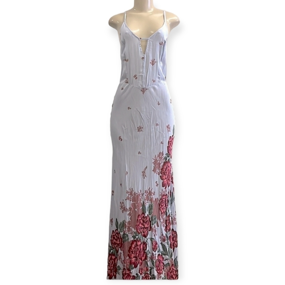Free People Get to You Printed Maxi Dress Hydrangea Combo - Picture 3 of 7